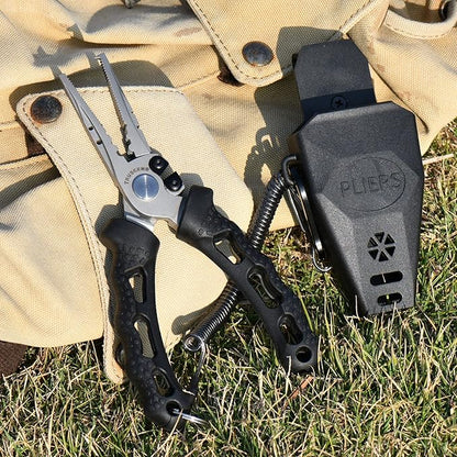 TRUSCEND Lockable Handy Fishing Pliers with Innovative Ergonomic Handle, Saltwater Corrosion Resistant Teflon Coated Fishing Tool, Multi-Function Fishing Gear with Mo-V Cutter