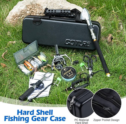 Goture Fishing Rod and Reel Combos-Telescopic Fishing Pole Spinning Reel Lures Set with PC Hard Shell Suitcase, Telescopic Rod Reel Combo Kit for Starter Travel Saltwater, Gifts for Men