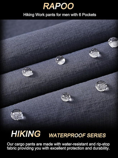 Rapoo Mens Hiking Pants Lightweight Water Resistant Breathable Nylon Cargo Pants with 6 Pockets