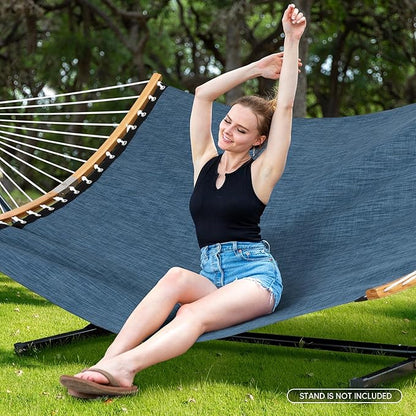 SUNCREAT Hammocks Two Person Tree Hammock, Heavy Duty Curved Bar Hammock for Poolside, Garden, Backyard, Patio, 450lbs Capacity, Navy
