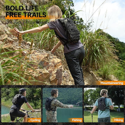 MARCHWAY Tactical Molle Hydration Pack with 2.5L TPU Water Bladder, Low-Profile Organized Military Backpack for Hiking, Cycling, Backpacking, Hunting, Running