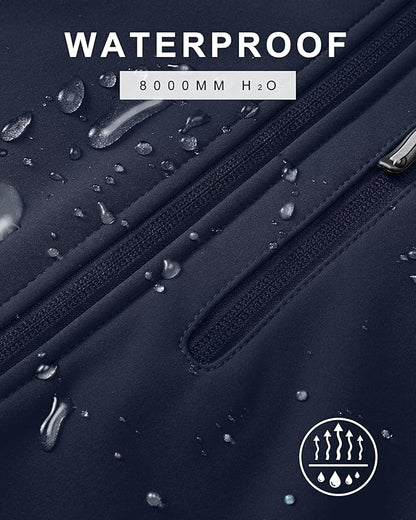 33,000ft Men's Softshell Jacket with Hood Fleece Lined Windbreaker Lightweight Waterproof Jackets for Hiking