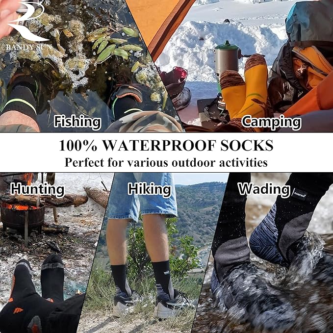 RANDY SUN Waterproof Skiing Socks, [SGS Certified] Unisex Knee High Breathable Hiking Trekking Sock 1 Pair