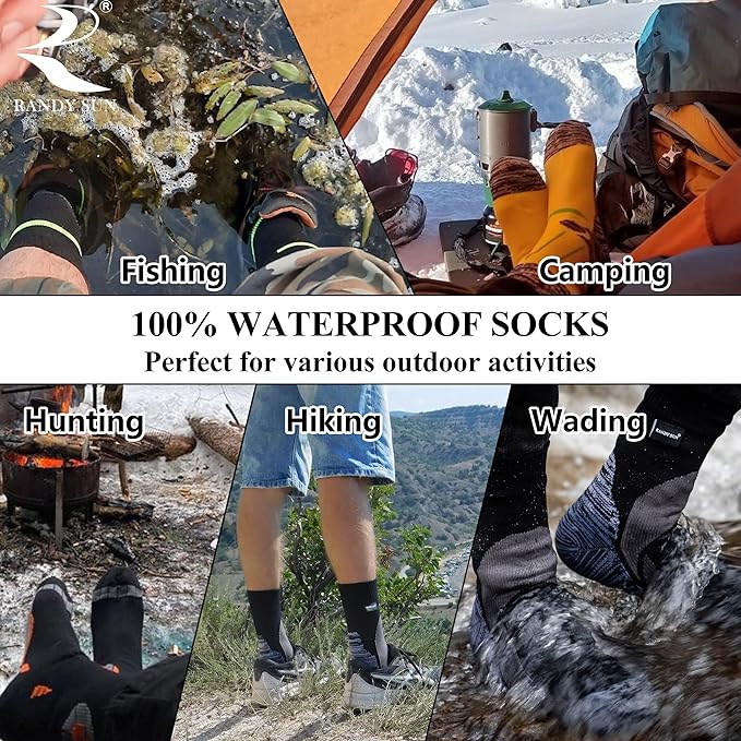 RANDY SUN Waterproof Breathable Socks, [SGS Certified] Unisex Novelty Skiing Trekking Hiking Wading Trail Socks