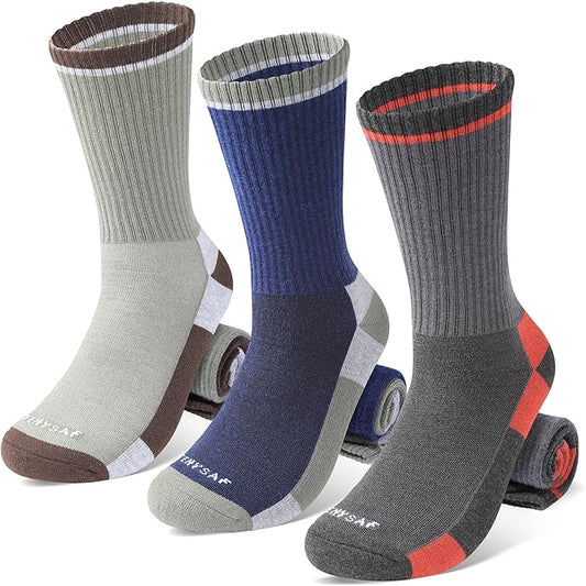 Wool Hiking Socks for Men - Women Lightweight Crew Merino Wool Socks with Cushion for Camping Hunting Work,4 pack