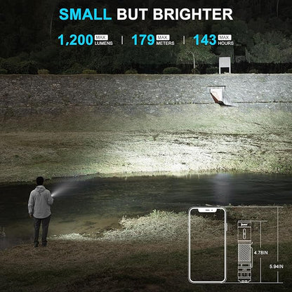 WUBEN C3 Flashlight 1200 High Lumens Rechargeable Flashlights 6 Modes Super Bright IP68 LED Tactical Flashlight for Camping, Home, Emergency, Rescue, Hunting, Inspection, Repair, Tool Gifts for Men