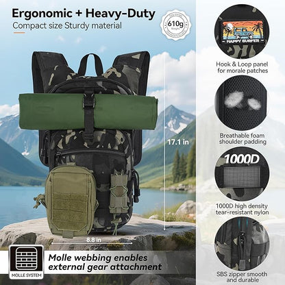 MARCHWAY Tactical Molle Hydration Pack with 2.5L TPU Water Bladder, Low-Profile Organized Military Backpack for Hiking, Cycling, Backpacking, Hunting, Running