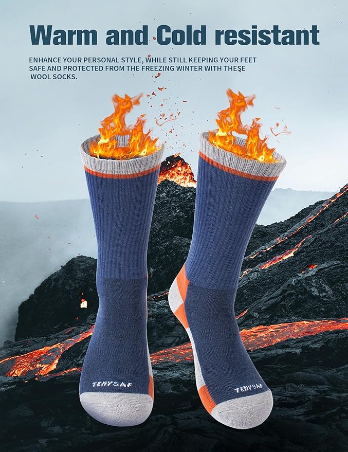 Wool Hiking Socks for Men - Women Lightweight Crew Merino Wool Socks with Cushion for Camping Hunting Work,4 pack