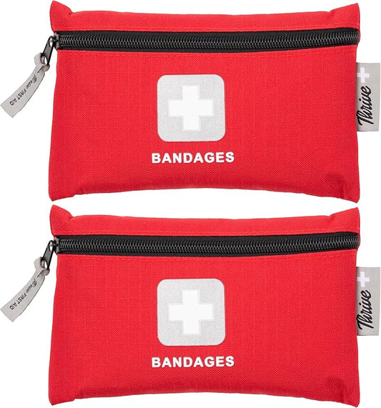 Thrive Adhesive Bandages (Pack of 305)- Multipack- Fabric with Storage Bag, Tough and Flexible Waterproof Bandages Variety Pack for Kids and Adults, Small, Medium, Large, and Circular Sizes Included