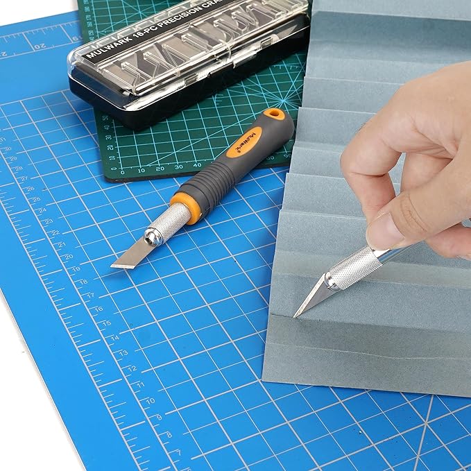 MulWark 136-Piece Precision Hobby Knife Set with Blade Storage Magnetic Handle - Portable Exacto Knife for Modeling & Crafting, Includes Chiseling, Stencil Edge & Fine Point Blades, 120#11 Blades