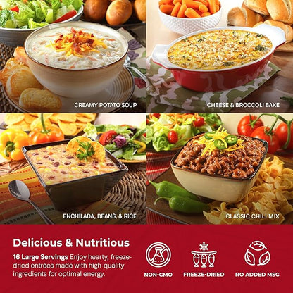 Long Term Gluten Free Food Storage Sample Pack: 16 Large Servings - 4 lbs Freeze Dried Meals - Emergency Prepper Supply with 25 Year Shelf Life