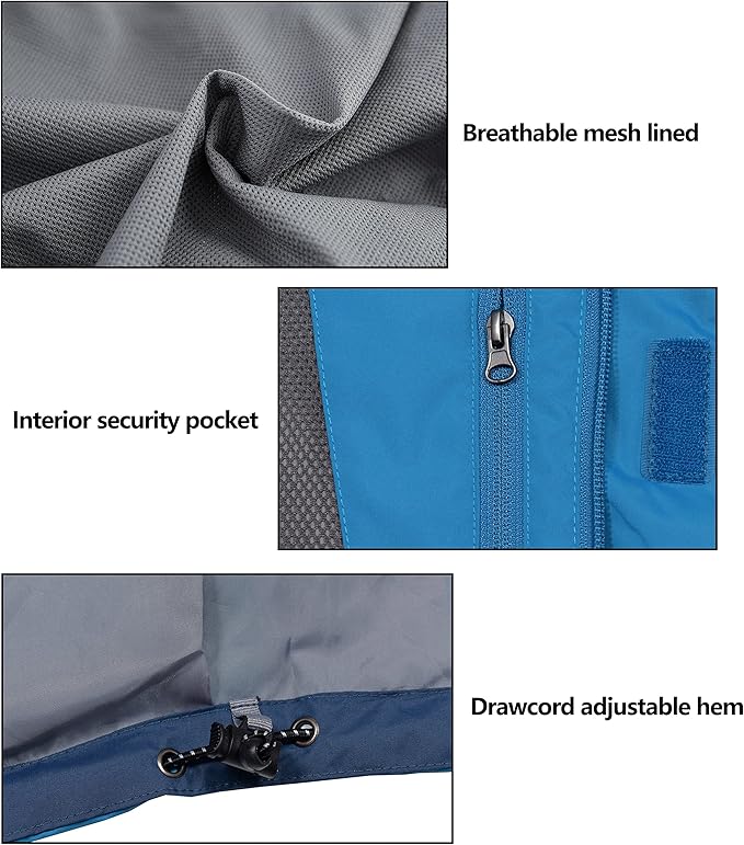 Little Donkey Andy Men's Waterproof Rain Jacket Outdoor Lightweight Rain Shell Coat for Hiking,Golf,Travel