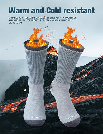 Wool Hiking Socks for Men - Women Lightweight Crew Merino Wool Socks with Cushion for Camping Hunting Work,4 pack