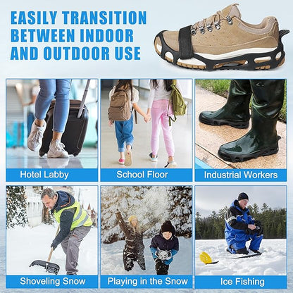 Spikeless Ice Cleats Snow Traction Crampons Anti-Slip Ice Grippers for Shoes and Boots Indoor Slip-On Ice Traction Devices Aids Rubber Footwear for Indoor/Outdoor