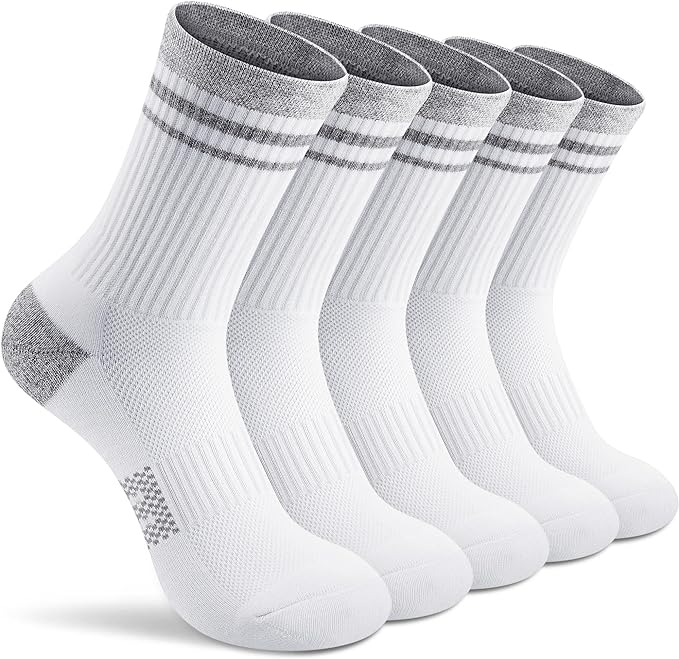Gonii Women Athletic Crew Socks 5-6 Pairs - Comfort & Cushioned for Running, Hiking, Sports Arch Compression Socks