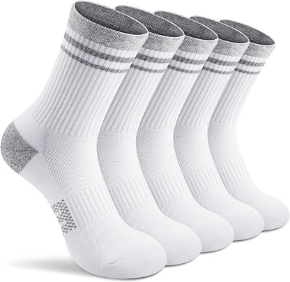 Gonii Women Athletic Crew Socks 5-6 Pairs - Comfort & Cushioned for Running, Hiking, Sports Arch Compression Socks