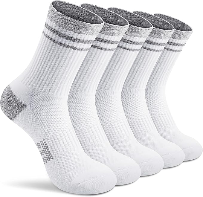Gonii Women Athletic Crew Socks 5-6 Pairs - Comfort & Cushioned for Running, Hiking, Sports Arch Compression Socks