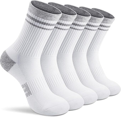Gonii Women Athletic Crew Socks 5-6 Pairs - Comfort & Cushioned for Running, Hiking, Sports Arch Compression Socks