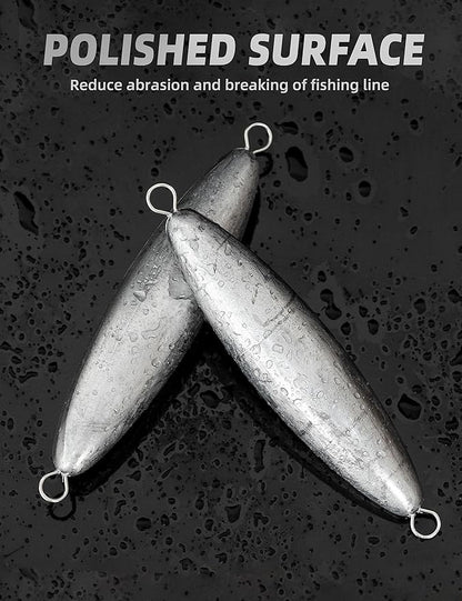 BLUEWING Torpedo Sinker Through Wire Fishing Weight Saltwater Bullet Lead Double Ringed 2oz-48oz