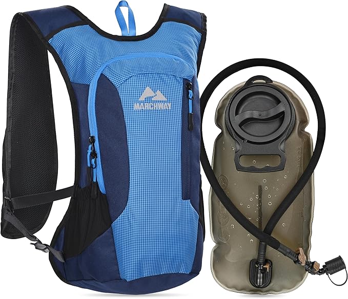 MARCHWAY Lightweight Hydration Backpack with Vest Style Straps & 2.5L TPU Water Bladder, Versatile Sleek Multi-Pocket Pack for Hiking, Cycling, Running, Backpacking, Travel