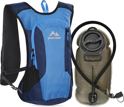 MARCHWAY Lightweight Hydration Backpack with Vest Style Straps & 2.5L TPU Water Bladder, Versatile Sleek Multi-Pocket Pack for Hiking, Cycling, Running, Backpacking, Travel