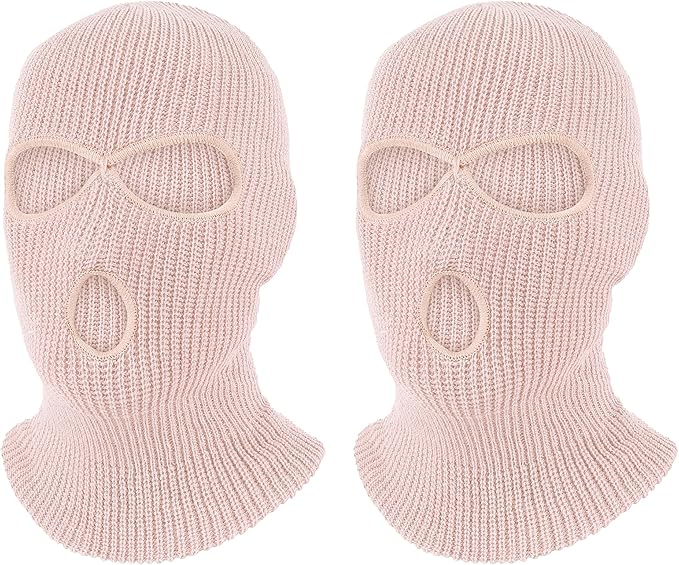 Pukavt 2 Pack 3 Hole Winter Knitted Mask, Full Face Cover Ski Mask Warm Balaclava for Skiing, Motorcycle, Snowboard