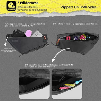 Bicycle Frame Bag Bike Triangle Bag Waterproof Bike Bag 2.9L with Dual Side Mesh Pockets for MTB Road Bike Cycling Commuting and Outdoor Adventures