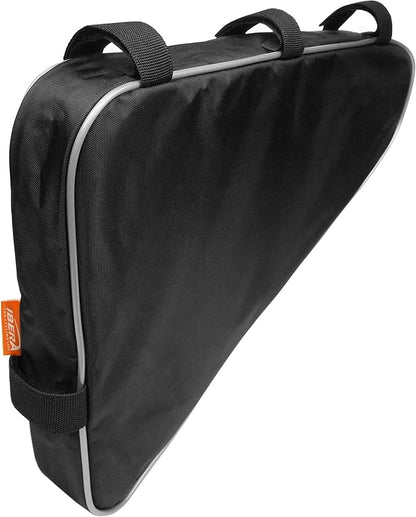 Ibera Bike Frame Bag - Slim Pouch Zipper Compartment & Velcro Mount - Water-Resistant, Fits Most Bikes - Holding Tools Snacks