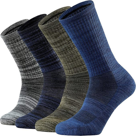 Ortis Men's Merino Wool Cushion Crew Socks with Moisture Wicking Control Light Weight Breathable for Outdoor Hiking Cycling