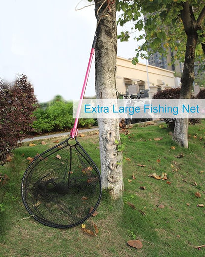 Heavy Duty Extra Large Aluminum Telescoping Landing Net - Saltwater Fishing Net with 6pcs Soft Jig Swimbait, Extends to 72-94in