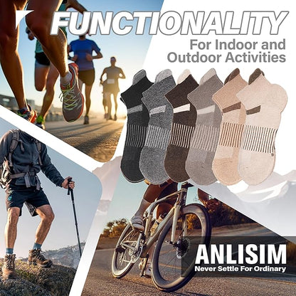 6 Pairs Merino Wool Ankle Running Hiking Socks Compression Support Breathable Thick Cushion No Show Socks for Women Men