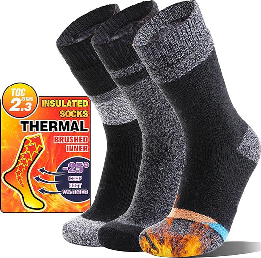 MOGGEI 3 Pairs Thermal Winter Socks for Women & Men Thick Extra Warm Insulated Ski Boot Socks for Cold Weather