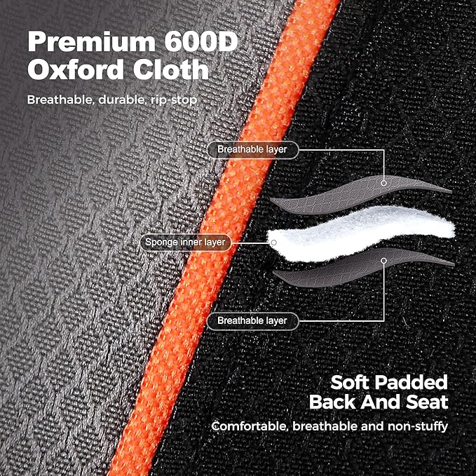 LET'S CAMP Folding Camping Chair Oversized Heavy Duty Padded Outdoor Chair with Cup Holder Storage and Cooler Bag, 450 LBS Weight Capacity, Thicken 600D Oxford,2 Pack