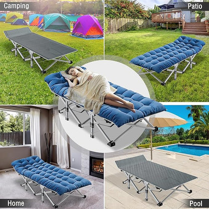 ABORON 2PK Oversized Folding Camping Cot for Adults, Double Layer 1200D, 500lb Capacity, Heavy Duty Guest Cot with Mat & Carrying Bag for Indoor & Outdoor Use