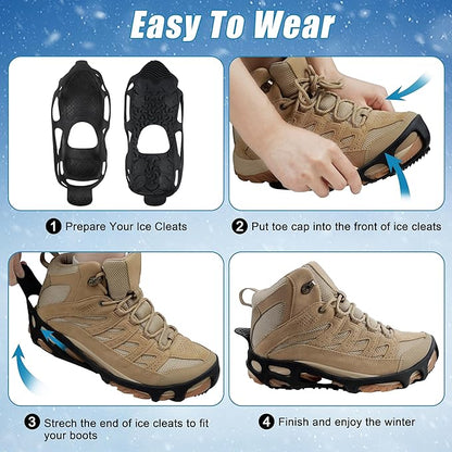 Spikeless Ice Cleats for Boots and Shoes Slip On Traction Cleats Crampons Traction Devices Aids Rubber Footwear for Snow and Ice Winter Walking Indoor Outdoor Men Women