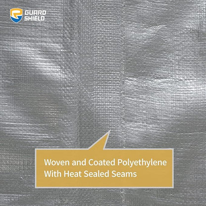 GUARD SHIELD Heavy Duty Tarp 10x12 Feet Silver/Black Multi Purpose Thick Waterproof Poly Tarp Cover 10mil