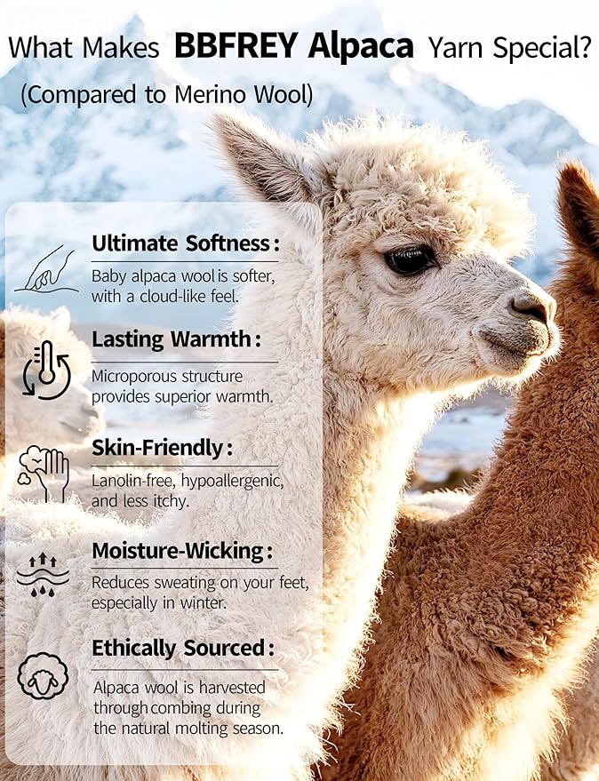 Alpaca Wool Boot Socks for Men Women, Over-The-Calf, Thick Thermal Socks for Winter Hiking, Hunting, Moisture Wicking