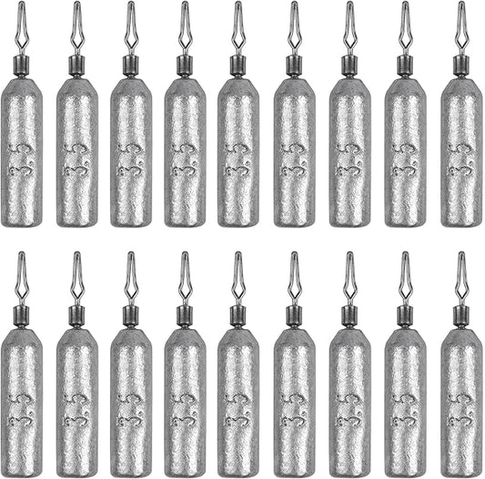 30 Pack Fishing Drop Shot Weights Lead Fishing Weights Pencil Skinny Sinkers with Barrel Swivels for Freshwater Bass Fishing