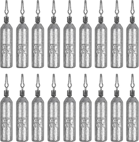 30 Pack Fishing Drop Shot Weights Lead Fishing Weights Pencil Skinny Sinkers with Barrel Swivels for Freshwater Bass Fishing