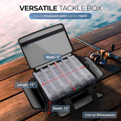 Reaction Tackle Fishing Tackle Bag – Salt Water Resistant Fishing Bag, 1000D PVC Waterproof Material, Tackle Box Organizer with Dividers for 3600 or 3700 Trays (Small, Medium, Backpack only fit 3600)
