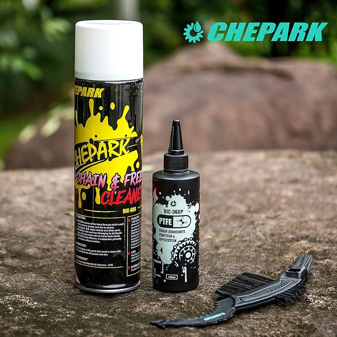 CHEPARK Bike Drivetrain cleaning & lubricating Essentials Kit with bike Degreaser,bike Lubricant Brush Tool- Bicycle Maintenance for Mountain Road Bikes (535P)