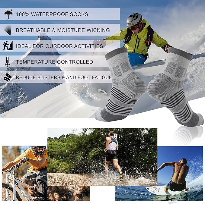 RANDY SUN Waterproof Socks, Unisex Hiking Wading Trail Running Kayaking Crew Socks