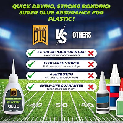 Y'allCanDiy Super Glue for Plastic 20g (0.7 oz) – Cyanoacrylate Based Heavy Duty CA Glue for Legos, Miniatures, PLA, 3D Printing, Toys, ABS, PVC, DIY Kits