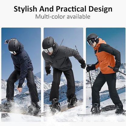 FREE SOLDIER Men's Waterproof Ski Jacket Fleece Lined Warm Winter Snow Coat with Hood Fully Taped Seams