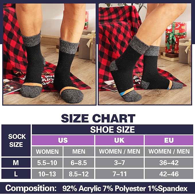 MOGGEI 3 Pairs Thermal Winter Socks for Women & Men Thick Extra Warm Insulated Ski Boot Socks for Cold Weather