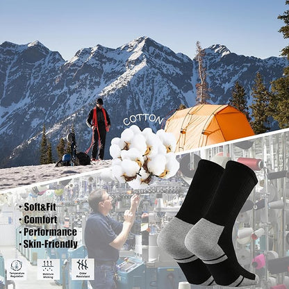 Ortis Men's Cotton Cushion Crew Socks Moisture Wicking Breathable Thick Warm Thermal for Athletic Heavy Duty Work Boot