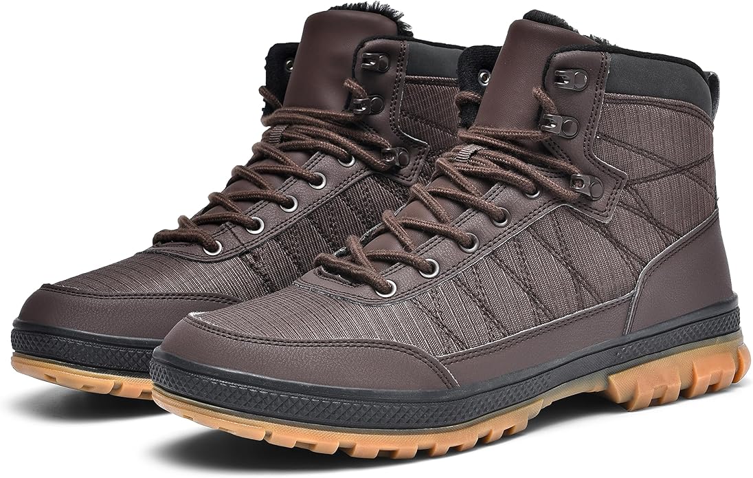 Wondamo Men's Snow Boots Lightweight Waterproof Winter Boots Fur Lined Anti-slip Cold Weather Shoes