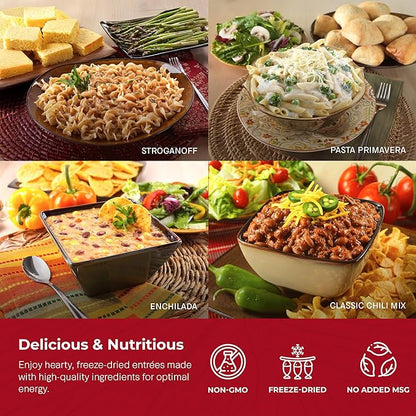 Legacy Food Storage 3 Day Kit, Emergency Food Supply, 4 Entrees, 6,000 Total Calories, 6 Lbs, 16 Large Servings, Shelf Stable, Freeze Dried Survival Meals for MRE Camping, Hiking, & More