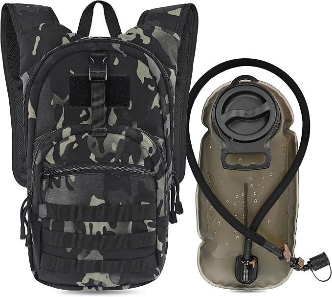 MARCHWAY Tactical Molle Hydration Pack with 2.5L TPU Water Bladder, Low-Profile Organized Military Backpack for Hiking, Cycling, Backpacking, Hunting, Running
