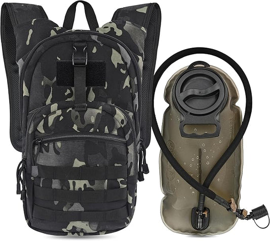 MARCHWAY Tactical Molle Hydration Pack with 2.5L TPU Water Bladder, Low-Profile Organized Military Backpack for Hiking, Cycling, Backpacking, Hunting, Running